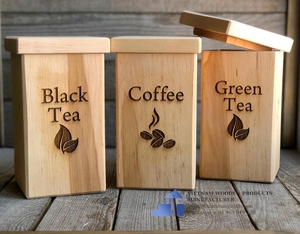 Boîte de rangement à thé en bois avec couvercle en verre et compartiments organisateurs, design classique pour sachets de thé et de café et biscuits, fabriquée au Vietnam - Product Image 5