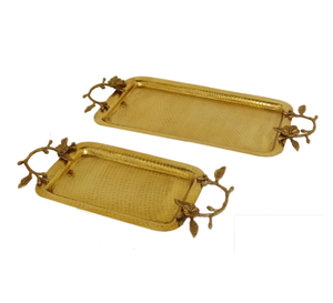 Juego de bandejas de servir de latón personalizadas, decoración de fiesta de boda dorada, bandejas y platos para servir alimentos, diseños calientes - Product Image 2