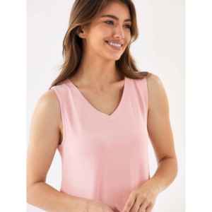 Camisón de Noche Personalizado Premium para Mujer, Cuello en V, Tejido de Bambú, Suave, Color Rosa, Elegante, Tipo Pijama Largo - Product Image 6