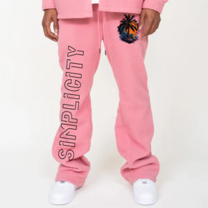 Pantalones de hombre estilo motero urbano, con efecto apilado, con cordón, de cintura media, de algodón ligero, tipo jogger para exterior, lavados - Product Image 1