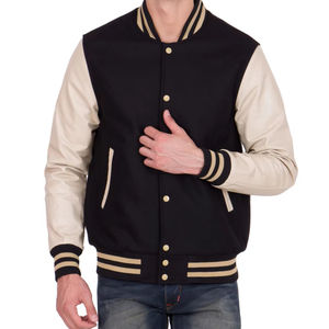 แจ็คเก็ตเลตเตอร์แมน/แจ็คเก็ตเบสบอลแบบเรียบ แจ็คเก็ตหนังขนสัตว์สำหรับผู้ชายและผู้หญิง แจ็คเก็ตกระดุมปิด - Product Image 1