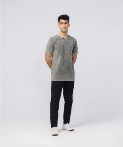 100% coton surdimensionné T-Shirts hommes personnalisé couleur soleil délavé à l'acide respirant col rond motif uni grande taille - Product Image 6