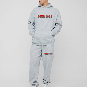 Haute qualité 100% coton 300 GSM sur mesure hommes Jogging sport costumes deux pièces à capuche et pantalon Baggy survêtement pour hommes - Product Image 1