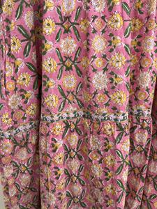 Vestido largo de algodón con estampado floral, ropa informal tradicional de colores mezclados con decoración bordada, Material de algodón 100% - Product Image 4