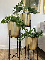 Jarrón de Flores de Hierro Forjado a Mano de Excelente Calidad, Diseño Costero Moderno, Acabado Dorado, para Decoración de Bodas y Hogar