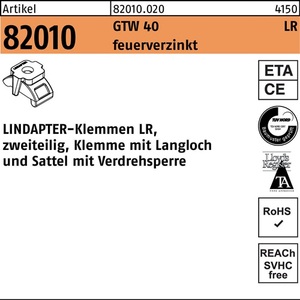 <b>Clamp</b> Terminal R 82010 GTW 40 LR M20/3-Hot-Dip Galvanized 1 Piece LINDAPTER - Product Image 1