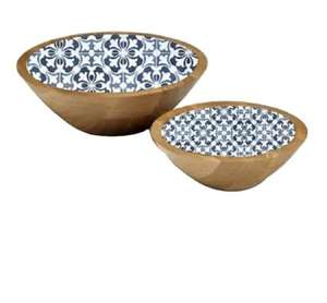 Juego de 2 Tazones de Madera con Acabado Esmaltado de Calidad Duradera para Decoración de Mesa de Comedor y para Servir Ensaladas y Frutas - Product Image 1