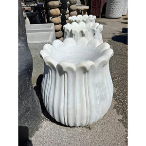 Pots de fleurs en marbre exclusifs faits à la main forme personnalisée taille pierre jardin Pots de fleurs fabricant direct d'usine en gros en vrac - Product Image 5