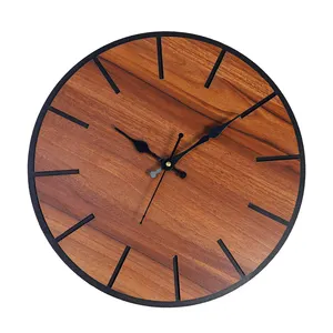 טיק עץ קיר שעון לבית אופנתי שעון עבור אולם חדר שינה מפואר סלון שעון קיר בציר
