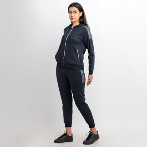 Logo privé Survêtement à capuche avec fermeture éclair pour femmes Meilleur prix pas cher Ensemble deux pièces avec fermeture éclair coupe ajustée - Product Image 3