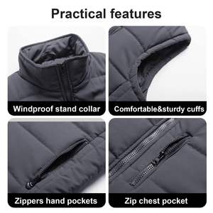 Chaleco acolchado personalizado OEM para hombre, chaquetas sin mangas para exteriores con bolsillos, chaleco acolchado de Color sólido para hombre, bolsillo 5 dimensiones - Product Image 3