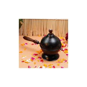DaniAarti Porte-encens rond en métal noir pour bureau à domicile ou temple Puja - Product Image 2