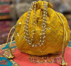 <b>Potli</b> <b>Bags</b> Evening Clutch Party Festival Mehandi Wedding Function Handbags Gota Patch <b>Potli</b> Giveaways Return Gifts - Product Image 4