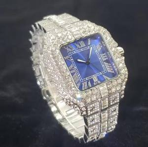 Relojes de Lujo Premium para Hombre con Esfera Cuadrada de Cuarzo, Estilo de Dibujos Animados, Gemas de Moissanita VVS Color D, Aspecto Elegante y Prestigioso, Calidad de Primera Categoría - Product Image 2