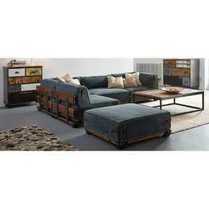 Cổ Điển Da Vải <span class=keywords><strong>Sofa</strong></span> Mộc Mạc Thoải Mái Chất Lượng Cao Quần Jean Vải Vải <span class=keywords><strong>Sofa</strong></span> Phòng Khách Hiện Đại <span class=keywords><strong>Sofa</strong></span> <span class=keywords><strong>Set</strong></span> Cho Bán - Product Image 3