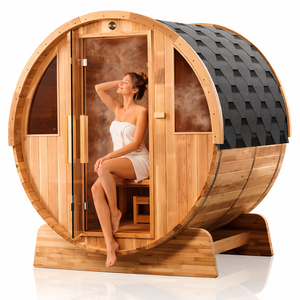 Sauna extérieur en forme de baril pour 2 à 4 personnes, en bois de cèdre japonais, avec poêle Harvia, pour usage familial, en stock dans l'entrepôt américain, qualité supérieure - Product Image 1