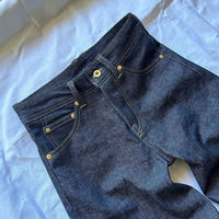 Özel Tasarım Erkek Vintage İspanyol Paça Pantolon Ham Japon Selvedge Denim Yüksek Bel Hip Hop Bol Rahat Kesim Sokak Giysisi Düz Renk Yıkanmış