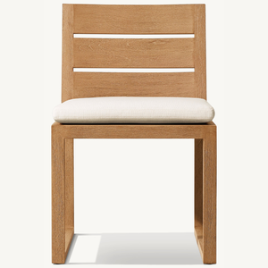 Fauteuil sans accoudoirs en teck, style moderne et épuré, idéal pour l'extérieur, avec mousse souple et résistante. - Product Image 1