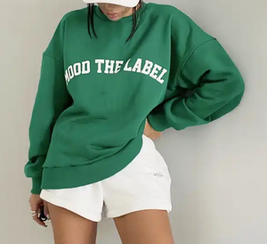 Conjunto de 2 Piezas de Sudadera con Capucha y Pantalones Cortos de Punto para Mujer, Estilo Hip Hop Informal, Color Sólido, Invierno, con Estampado - Product Image 3