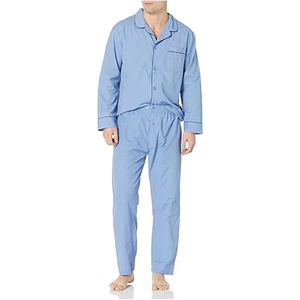 Ropa de dormir de algodón de talla grande para hombre, ropa de dormir de algodón para el hogar, traje a rayas, pantalones transpirables, pijamas finos de cuello redondo para hombre - Product Image 1