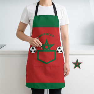 Soccer <b>Fan</b> Support Custom Bib Apron Morocco Football Flag Theme Waterproof Washable Design Bulk Order Cooking BBQ Wholesale - Product Image 1