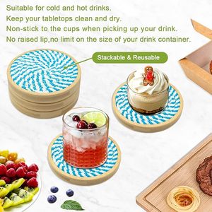 Posavasos de mesa de madera hecho a mano, cuerda de algodón empanada tejida de yute, clásico para comedor, decoraciones navideñas, reuniones familiares - Product Image 2