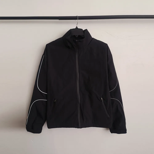 Ensemble de vêtements d'extérieur décontracté à capuche en deux pièces pour homme, coupe-vent, veste et pantalon, polyester/coton léger, OEM - Product Image 5