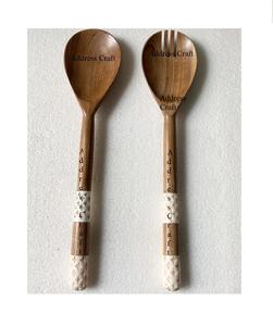 Tendance Design Résine Poignée Salade Serveur Cuillère Fourchette Ensemble Personnalisé Salade Outils Cuillère Fourchette Vaisselle Couverts En Bois - Product Image 3