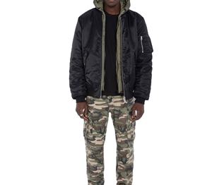 Chaqueta de bombardero informal para hombre de otoño invierno 2025 personalizada, abrigo de lona de alta calidad con mangas largas con capucha - Product Image 3