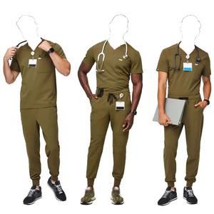 Costume de gommage d'hôpital de conception de couleur personnalisée à quantité minimale de commande bas pour les hommes Top vente nouveau modèle hommes gommages en uniforme d'hôpital de couleur unie - Product Image 1