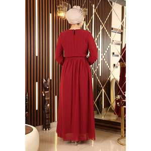 Vestido de Noche de Gasa con Dobladillo Elástico, Estilo A-Line, Tipo Bola, Tejido de Ganchillo, Talla XS, Cintura Natural, Largo Maxi con Cola para Fiestas - Product Image 5