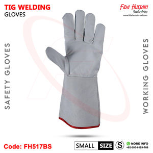 Gants de soudage TIG en cuir de chèvre de 12 pouces avec pouce d'aile et manchette fendue en cuir de vachette Mitaines en cuir Soldadura Pakistan - Product Image 3