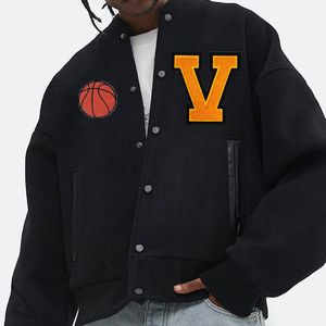 Blouson universitaire en toile de haute qualité pour hommes et femmes, vente en gros OEM avec logo cristallin sur le devant, respirant, mode hiver - Product Image 2