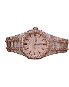 Montre-bracelet mécanique de luxe pour homme personnalisée avec diamants en moissanite VVS entièrement sertis, cadran en or blanc, entièrement personnalisable - Product Image 1