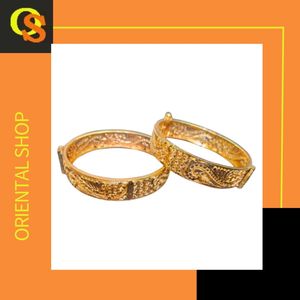 Buy <b>Bangles</b> with 22CT <b>Gold</b> <b>Plated</b> Round Shaped Trendy Designed <b>Bangles</b> Set for Women Fashionable Wear <b>Bangles</b> - Product Image 5