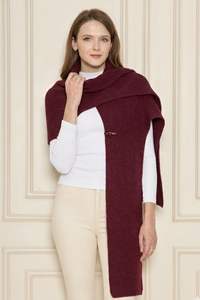 Poncho-châle chic pour femme à capuche en tricot, élégant, chaud, doux au toucher, respirant, écharpe d'hiver à capuche, tricot multifonctionnel - Product Image 2