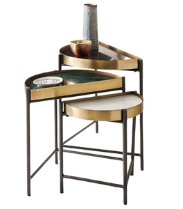 Table gigogne au design moderne Table basse en métal de style dernier cri avec fonction extensible pour meubles de salon à la maison - Product Image 6