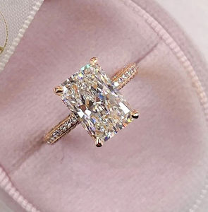 Joyería fina de oro de 14K para hombre y mujer, moda de moda Hip Hop Lab Grown Diamond Radiant Cut VS1 GH, anillos de Color, estilo Popular - Product Image 1