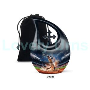 La mejor venta de urna de cremación de lágrima de béisbol de alta calidad para adultos, urna cruzada grande para cenizas humanas con bolsa de terciopelo gratis - Product Image 2