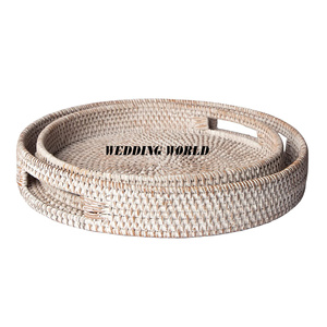 Plateau de service en rotin de forme rectangulaire plateau fait main de qualité supérieure plateau en rotin fantaisie de taille personnalisée - Product Image 5