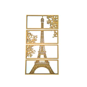 Kayu Laser Terukir Pemotongan Menara Eiffel Desain Tata Letak Potongan Hiasan Dinding Seni Dekorasi Dinding Patung Dekorasi Rumah Panel Latar Belakang