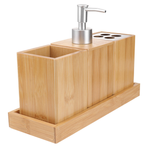 Juego de baño de madera Venta caliente Dispensador de jabón clásico Taza Soporte para cepillo de dientes Jabonera a precio barato - Product Image 3