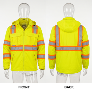 Safety Work <b>Jacket</b> 320 GSM Premium Polyester <b>Softshell</b> Orange Black Panel Design Reflective Custom Logo Embroidery Logo - Product Image 2