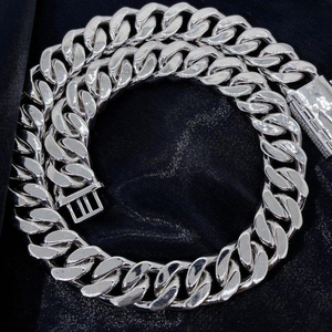 Cadena de eslabones cubanos de oro blanco de 14 quilates exclusiva, diseñador personalizado, mejora el corte brillante, Diamantes de moissanita de claridad VVS para bodas - Product Image 5