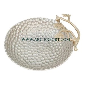 Proveedores al por mayor de artículos para fiestas de bodas, cuenco para servir comida con asas de diseñador de hojas, Color dorado para vajilla, cuenco para la venta - Product Image 5