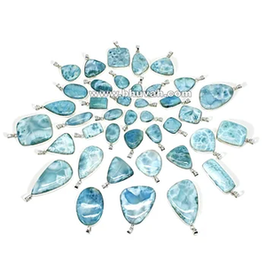 Dominican Republic Natural <b>Larimar</b> 925 Sterling Silver With Stamp Wholesale Lot Pendant - Product Image 1