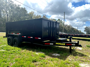 Remorque à benne basculante 7X14 avec parois de 4 'Freins électriques à levage télescopique 14K GVWR Utilisation agricole Moteur à engrenages Essieu Combo Gate Garantie de 2 ans - Product Image 3