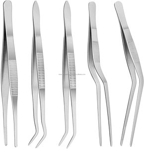 Pinzas curvas de acero inoxidable de precisión, pinzas para cocinar en la cocina y enchapar base de instrumentos quirúrgicos - Product Image 1