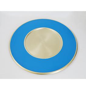 Bandeja de servicio redonda de esmalte verde oliva chapado en oro decorativo Bandeja de fruta redonda única de calidad superior Bandeja de arroz única artesanal - Product Image 3