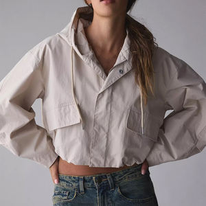 Nylon femmes col montant tricoté respirant imperméable léger couleur bloc coupe-vent veste 100% Polyester automne extérieur - Product Image 1